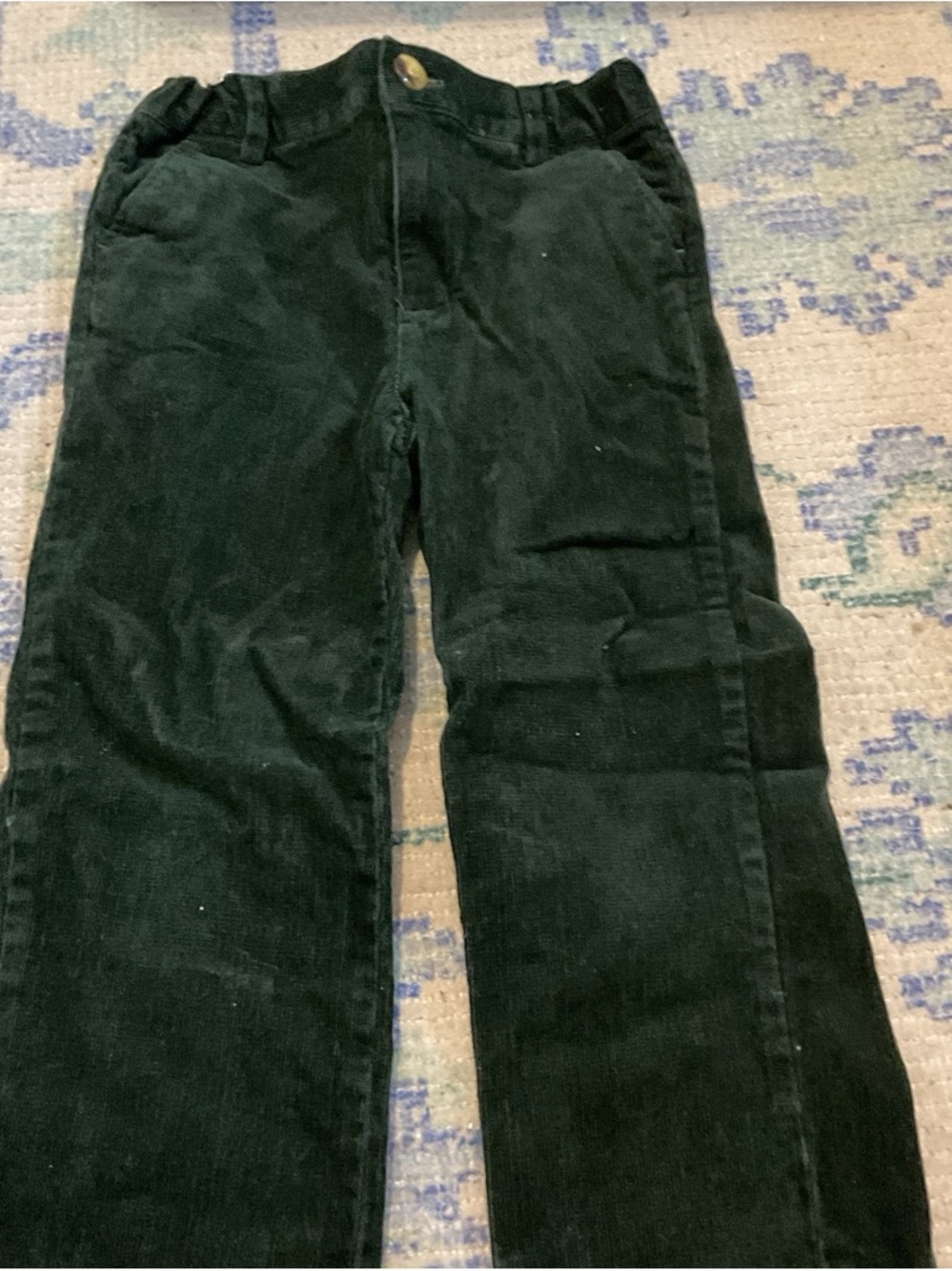 Kids Black Corduroy Dress Pants with Elastic Waist